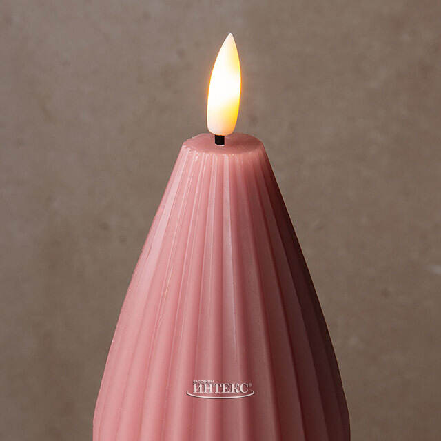 Светодиодная свеча с имитацией пламени Грацио 15 см темно-розовая, на батарейках Peha (Пеха)