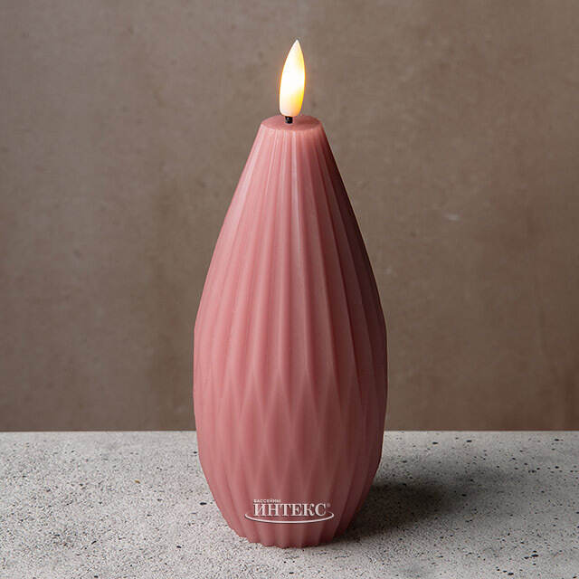 Светодиодная свеча с имитацией пламени Грацио 15 см темно-розовая, на батарейках Peha (Пеха)