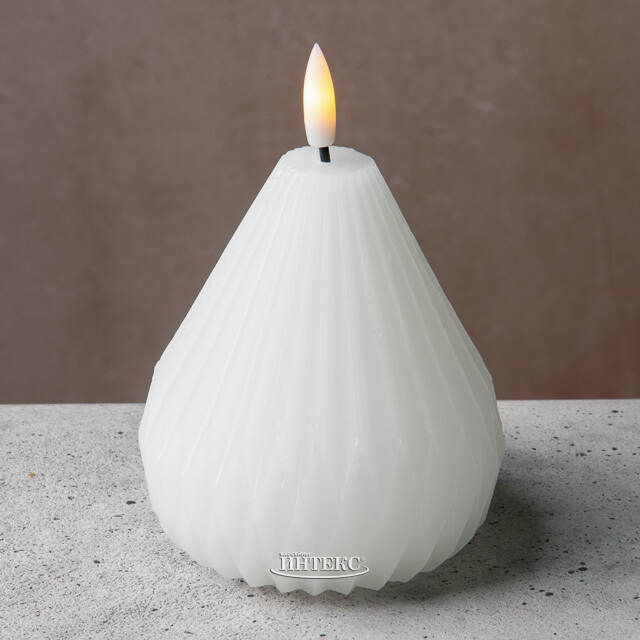 Светодиодная свеча с имитацией пламени Грацио 10 см белая, на батарейках Peha