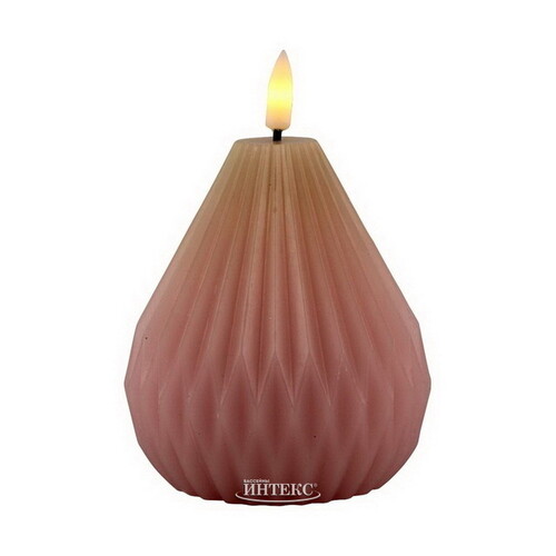 Светодиодная свеча с имитацией пламени Грацио 10 см розовая, на батарейках Peha