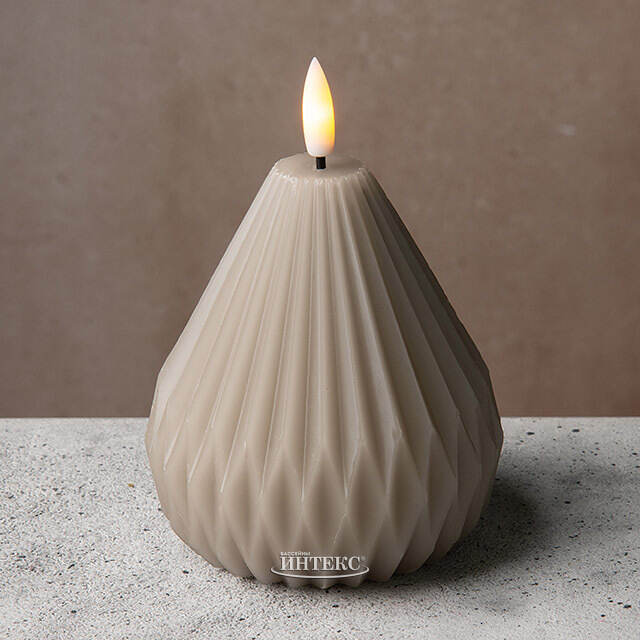 Светодиодная свеча с имитацией пламени Грацио 10 см серая, на батарейках Peha