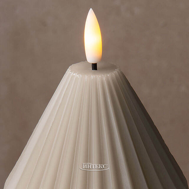 Светодиодная свеча с имитацией пламени Грацио 10 см серая, на батарейках Peha