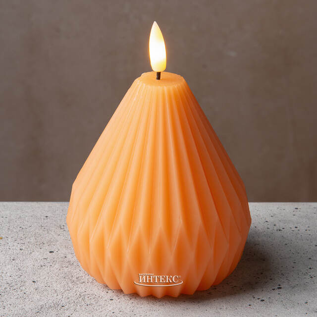 Светодиодная свеча с имитацией пламени Грацио 10 см оранжевая, на батарейках Peha (Пеха)