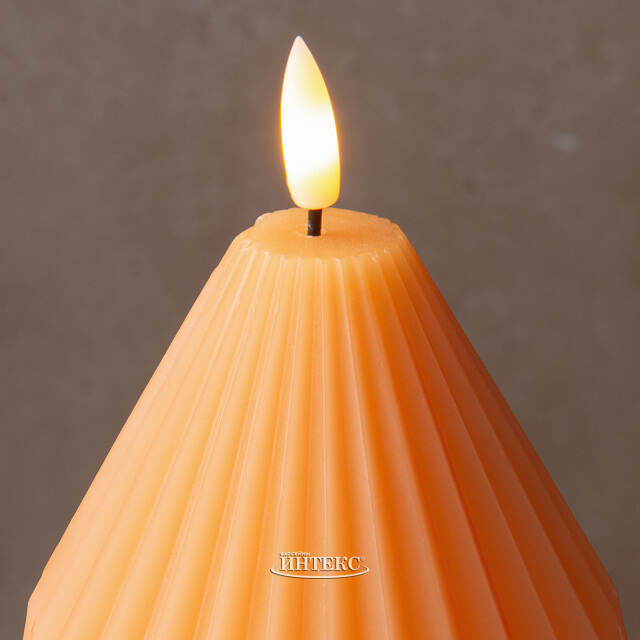 Светодиодная свеча с имитацией пламени Грацио 10 см оранжевая, на батарейках Peha (Пеха)