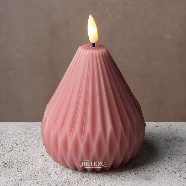 Светодиодная свеча с имитацией пламени Грацио 10 см темно-розовая, на батарейках Peha (Пеха)