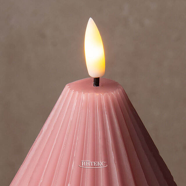 Светодиодная свеча с имитацией пламени Грацио 10 см темно-розовая, на батарейках Peha (Пеха)