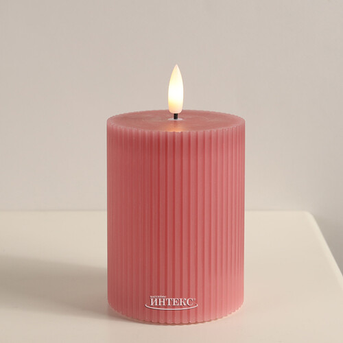 Светодиодная свеча с имитацией пламени Грацио 10 см темно-розовая, батарейка Peha
