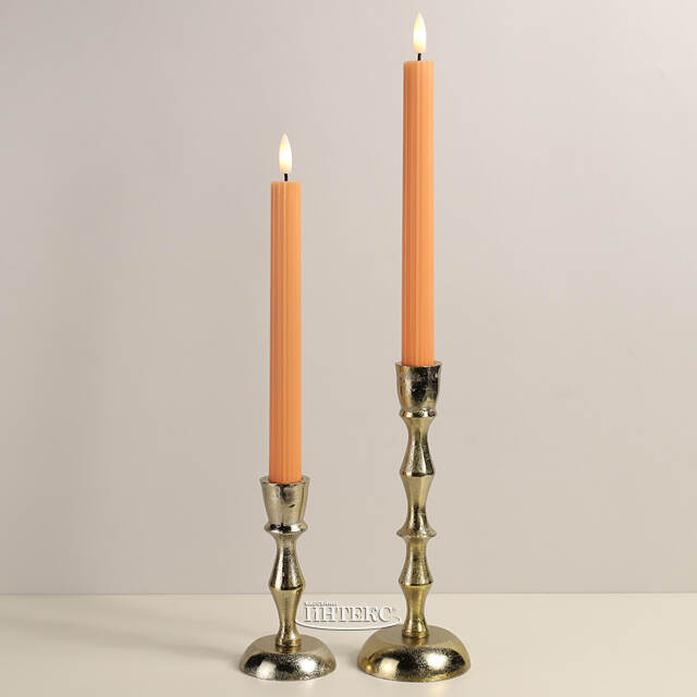 Столовая светодиодная свеча с имитацией пламени Грацио 26 см 2 шт оранжевая, на батарейках, таймер Peha