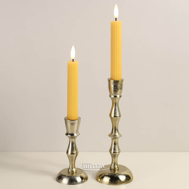 Столовая светодиодная свеча с имитацией пламени Грацио 15 см 2 шт желтая, на батарейках, таймер Peha (Пеха)