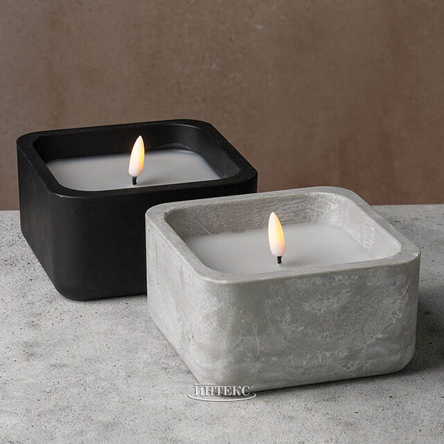 Светодиодная свеча Grey Urban 12*7 см в бетонном подсвечнике, на батарейках Koopman