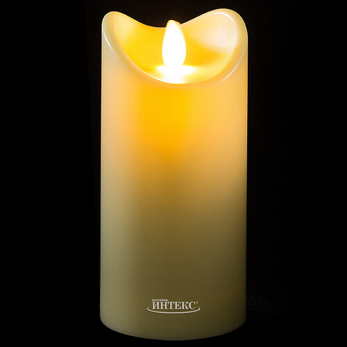 Уличная светодиодная свеча с имитацией пламени 15 см, кремовый, батарейка Peha