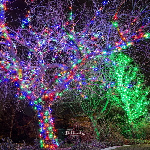 Гирлянды на дерево Клип Лайт Quality Light Cap 30 м, 300 разноцветных LED ламп, с белым мерцанием, прозрачный ПВХ, IP65 BEAUTY LED