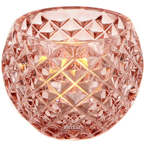 Стеклянный подсвечник для чайной свечи Гладиус 10*8 см нежно-розовый Goodwill