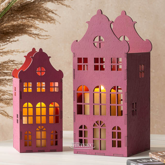 Декоративный домик Амстердам 27 см малиновый Christmas Apple