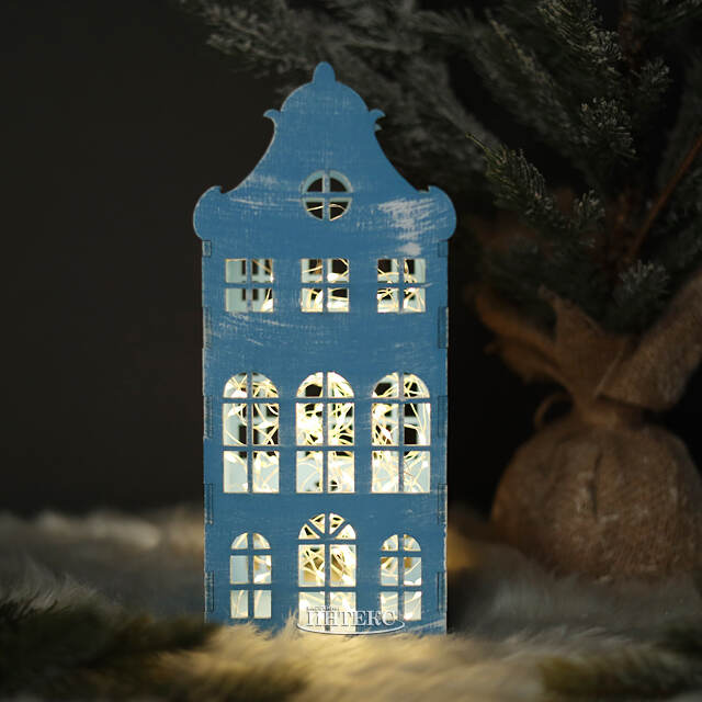 Декоративный домик Амстердам 27 см голубой Christmas Apple (Кристмас Эпл)