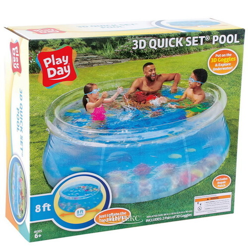 Надувной бассейн Quick Set 244*76 см, с 3D очками Summer Waves