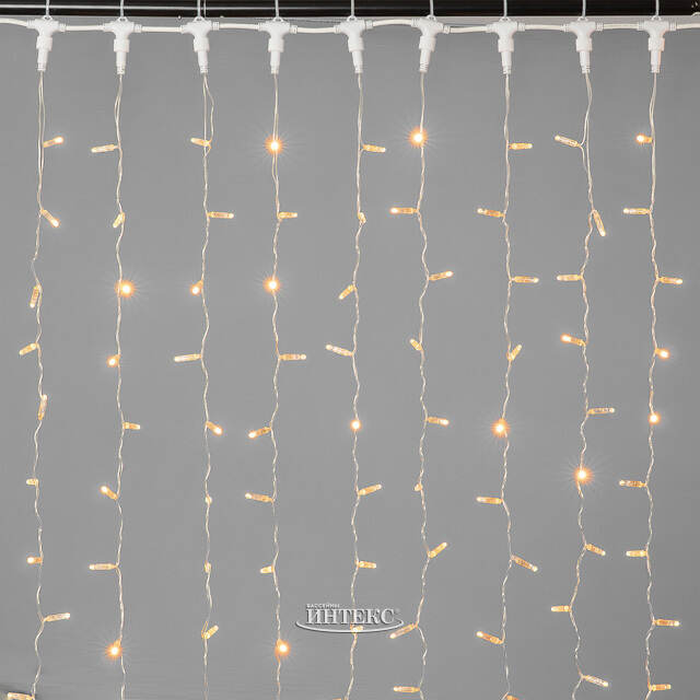 Светодиодный занавес Quality Light Cap 2*3 м, 600 экстра теплых белых LED ламп, прозрачный ПВХ, соединяемый, IP65 BEAUTY LED