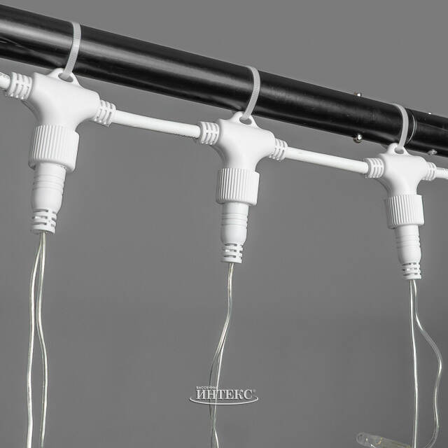 Светодиодный занавес Quality Light Cap 2*3 м, 600 экстра теплых белых LED ламп, прозрачный ПВХ, соединяемый, IP65 BEAUTY LED