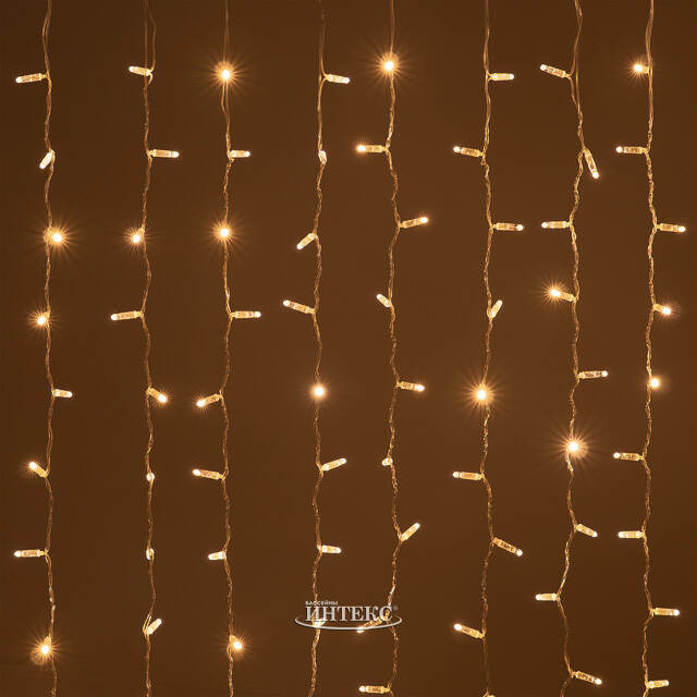 Светодиодный занавес Quality Light Cap 2*3 м, 600 экстра теплых белых LED ламп, прозрачный ПВХ, соединяемый, IP65 BEAUTY LED