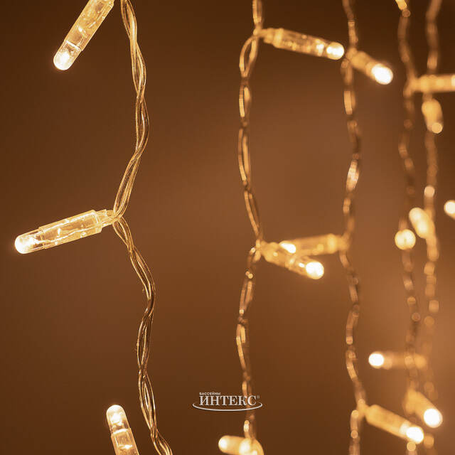 Светодиодный занавес Quality Light Cap 2*3 м, 600 экстра теплых белых LED ламп, прозрачный ПВХ, соединяемый, IP65 BEAUTY LED