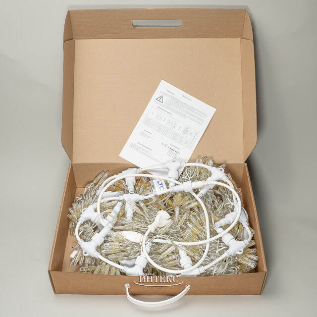 Светодиодный занавес Quality Light Cap 2*3 м, 600 экстра теплых белых LED ламп, прозрачный ПВХ, соединяемый, IP65 BEAUTY LED