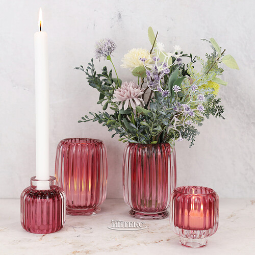 Стеклянная ваза Rozemari 12 см розовая EDG