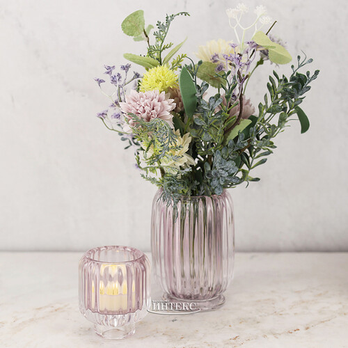 Стеклянная ваза Rozemari 12 см пудрово-розовая EDG