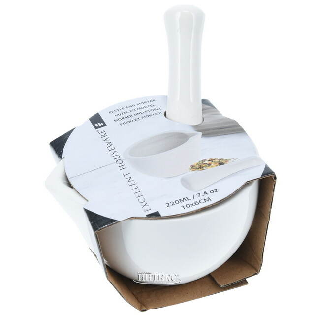 Фарфоровая ступка с пестиком Santon 10 см белая Koopman