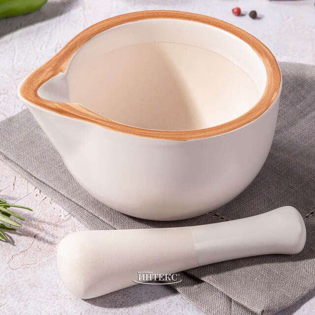 Керамическая ступка с пестиком Beeston 13 см бежевая Koopman (Купман)