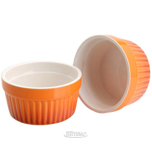 Керамическая форма для выпечки - рамекин Мальта 185 мл, 2 шт, оранжевая Koopman