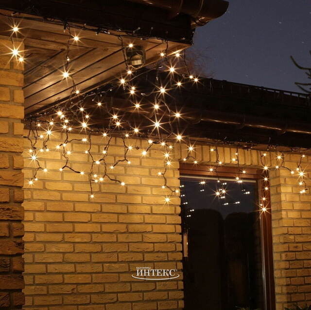 Светодиодная гирлянда Бахрома Profi Rubber 3.1*0.5 м, 120 теплых белых LED ламп, мерцание, черный КАУЧУК+ПВХ, соединяемая, IP65 Winter Deco