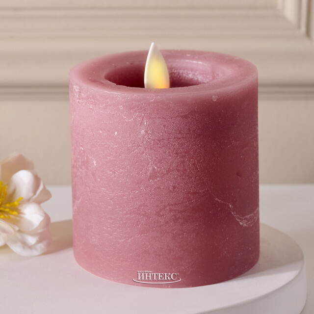 Светодиодная свеча с имитацией пламени Аревалло 8 см, розовая, батарейка Peha (Пеха)