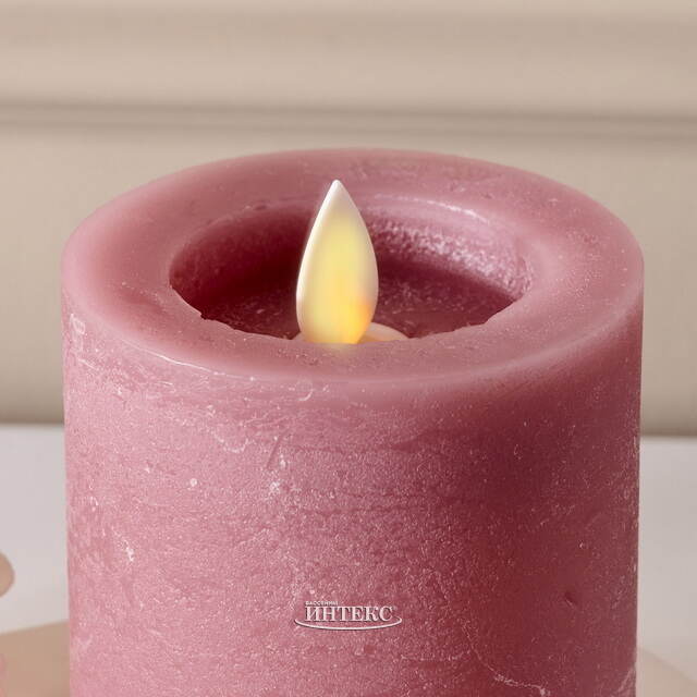 Светодиодная свеча с имитацией пламени Аревалло 8 см, розовая, батарейка Peha (Пеха)