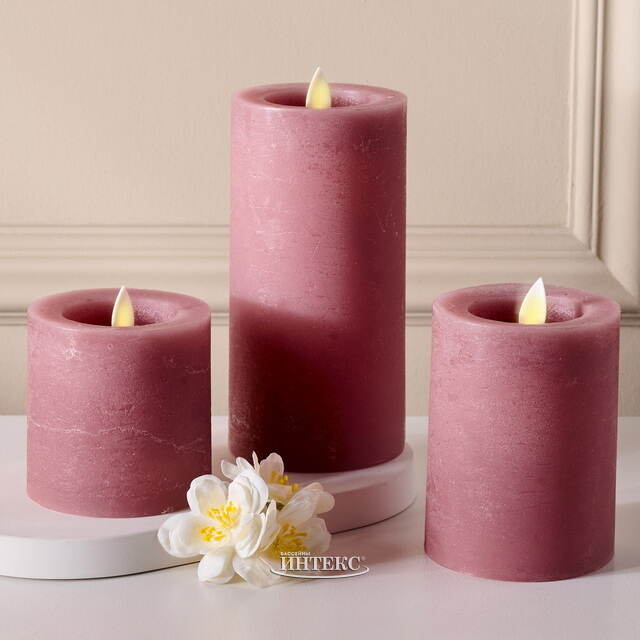 Светодиодная свеча с имитацией пламени Аревалло 15 см, розовая, батарейка Peha (Пеха)