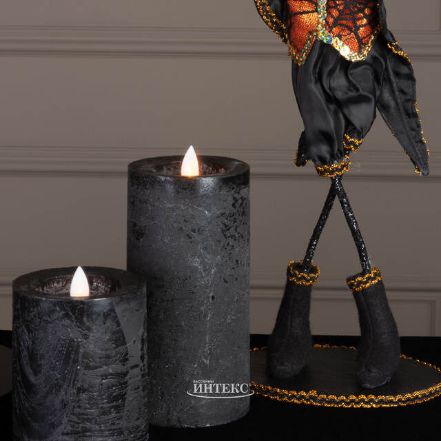 Светодиодная свеча с имитацией пламени Arevallo 15 см, антрацит, на батарейках Peha