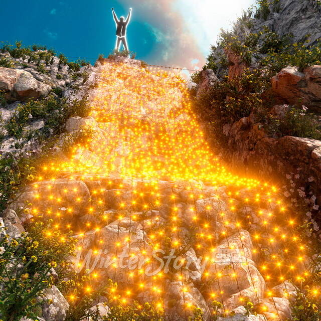 Светодиодный занавес 2*9 м, 1800 желтых LED ламп, черный КАУЧУК+ПВХ, соединяемый, IP54 Rich Led (Рич Лед)