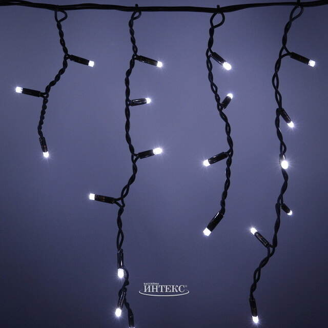 Светодиодная гирлянда Бахрома Profi Rubber 4.8*0.5 м, 190 холодных белых LED ламп, мерцание, черный КАУЧУК+ПВХ, соединяемая, IP65 Winter Deco