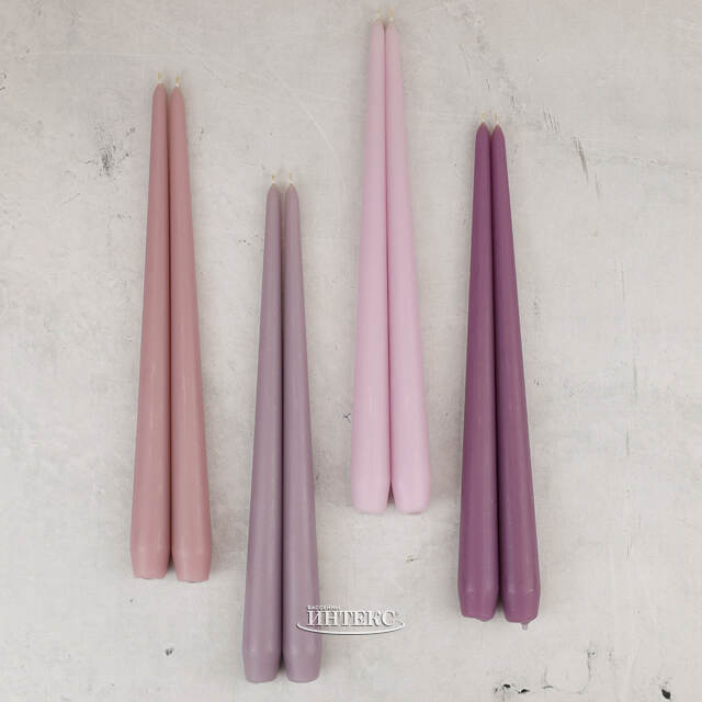 Высокие свечи 30 см Андреа Вельвет серо-лиловые, 5 шт Candleslight (Кэндлслайт)