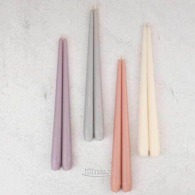 Высокая свеча 40 см Андреа Вельвет серая Candleslight (Кэндлслайт)