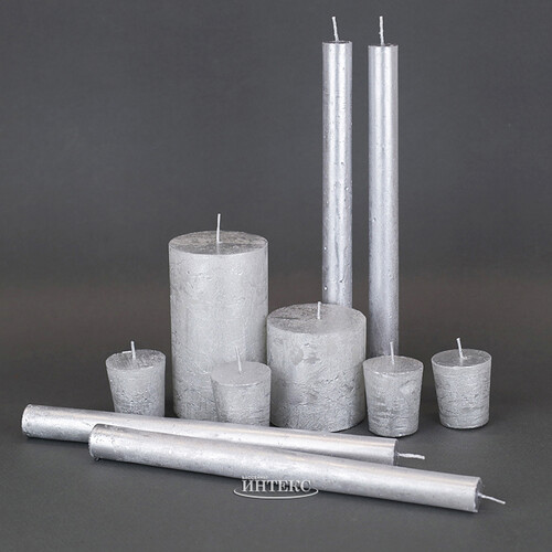 Декоративная свеча Металлик Макси 120*68 мм серебряная Kaemingk
