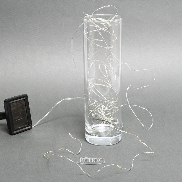 Гирлянда на солнечной батарее Роса Solar ProGarden 5 м, 100 разноцветных LED, серебряная проволока, контроллер, IP44 Koopman