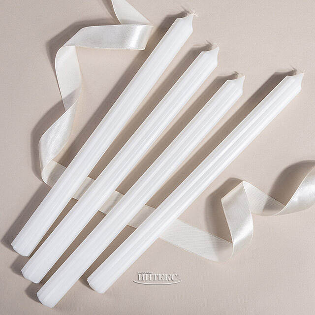 Высокие свечи 30 см Астерия белые, 4 шт Candleslight (Кэндлслайт)