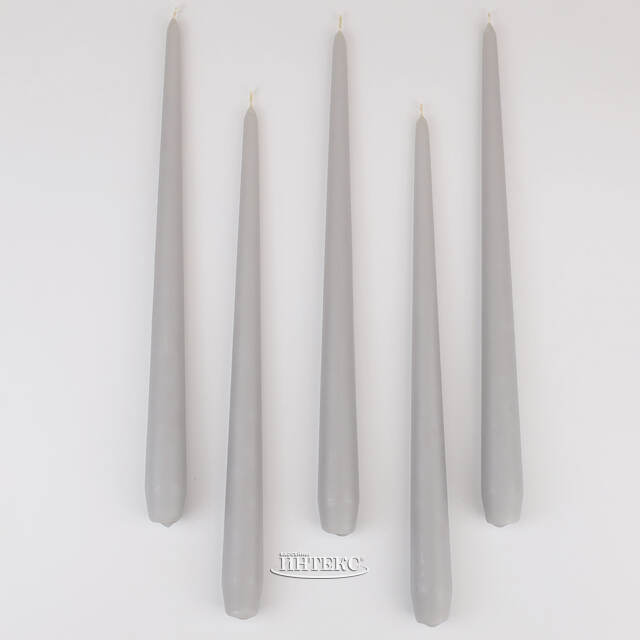 Высокие свечи 30 см Андреа Вельвет серые, 5 шт Candleslight (Кэндлслайт)