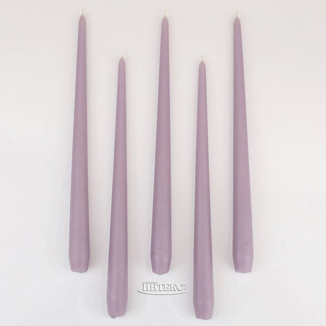 Высокие свечи 30 см Андреа Вельвет серо-лиловые, 5 шт Candleslight (Кэндлслайт)