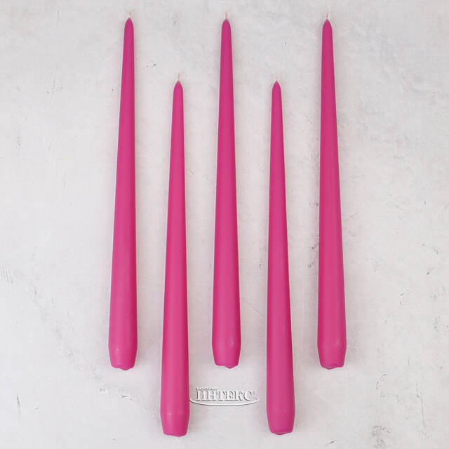 Высокие свечи 30 см Андреа Вельвет фуксия, 5 шт Candleslight (Кэндлслайт)