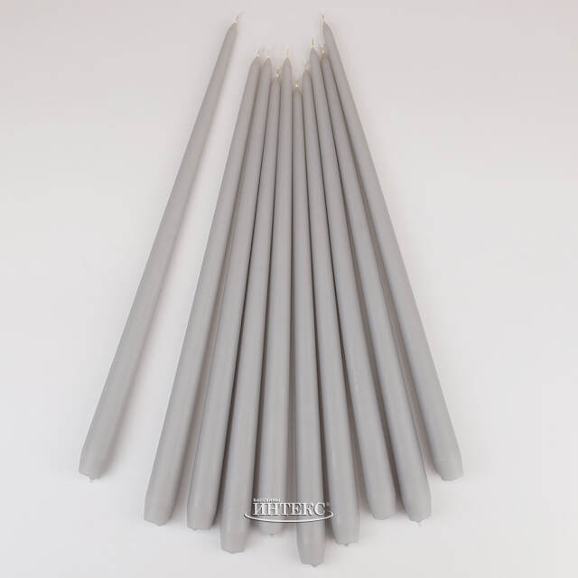 Высокая свеча 40 см Андреа Вельвет серая Candleslight (Кэндлслайт)