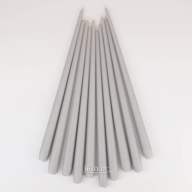 Высокие свечи 40 см Андреа Velvet серые, 10 шт Candleslight (Кэндлслайт)