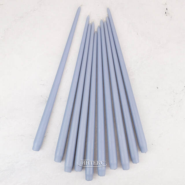 Высокая свеча 40 см Андреа Velvet серо-голубая Candleslight