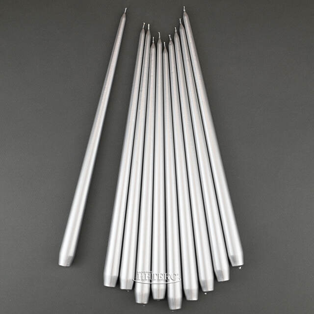 Высокая свеча 40 см Андреа Вельвет серебряная Candleslight (Кэндлслайт)