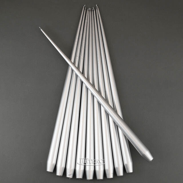 Высокая свеча 50 см Андреа серебряная Candleslight (Кэндлслайт)